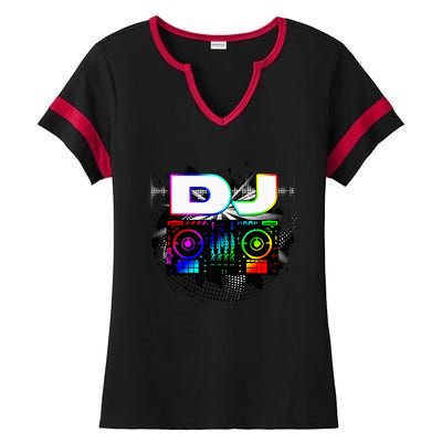 Dj Music Lover Music Player Sound Cool Funny Gift Ladies Halftime Notch Neck Tee