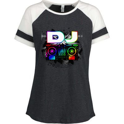 Dj Music Lover Music Player Sound Cool Funny Gift Enza Ladies Jersey Colorblock Tee