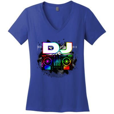 Dj Music Lover Music Player Sound Cool Funny Gift Women's V-Neck T-Shirt