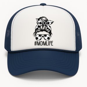 Dy Mom Life Soccer Lover Mothers Day Messy Bun Trucker Hat