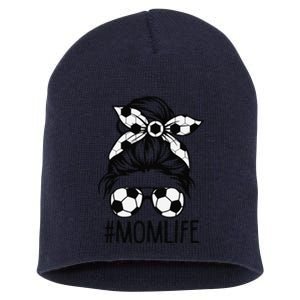 Dy Mom Life Soccer Lover Mothers Day Messy Bun Short Acrylic Beanie