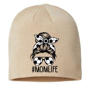 Dy Mom Life Soccer Lover Mothers Day Messy Bun Sustainable Beanie