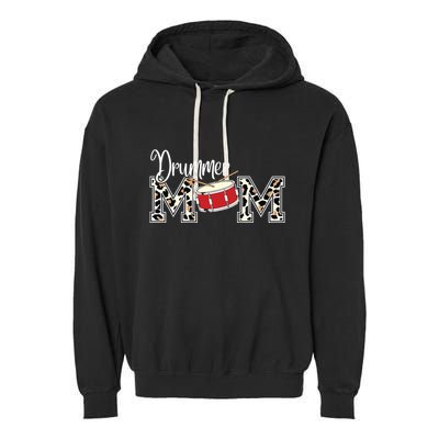 Drummer Mom Leopard Print Proud Drummer Mom Musical Garment-Dyed Fleece Hoodie
