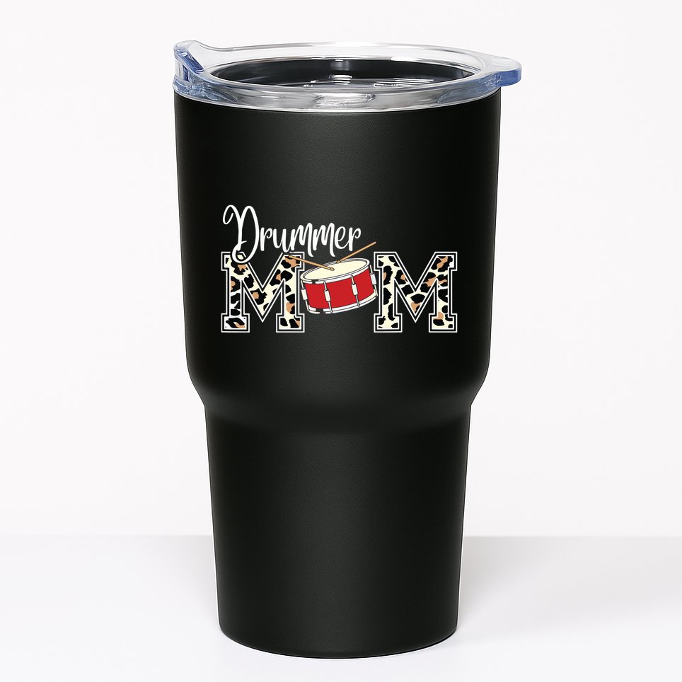 Drummer Mom Leopard Print Proud Drummer Mom Musical Tumbler