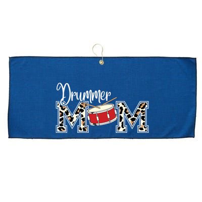 Drummer Mom Leopard Print Proud Drummer Mom Musical Large Microfiber Waffle Golf Towel