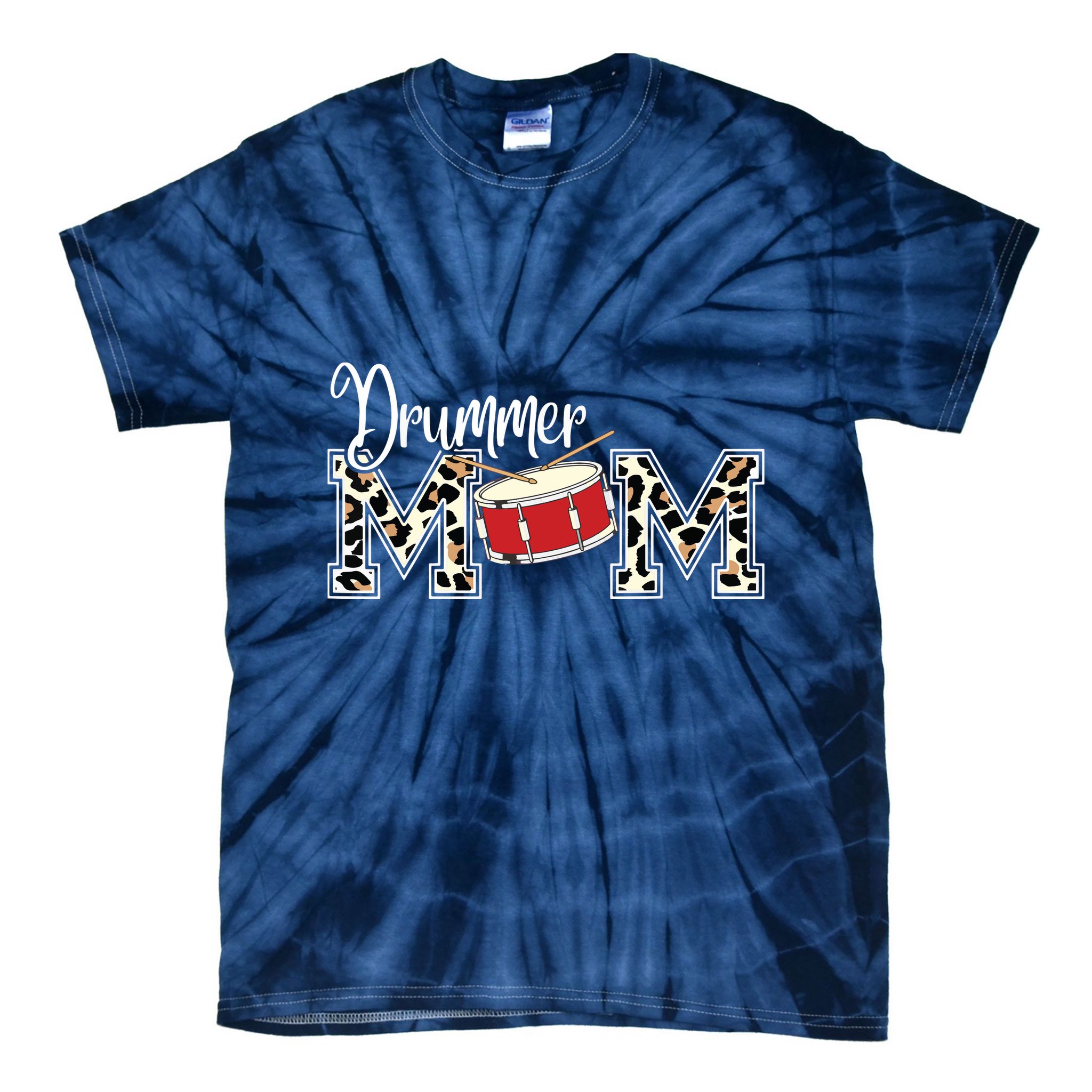 Drummer Mom Leopard Print Proud Drummer Mom Musical Tie-Dye T-Shirt