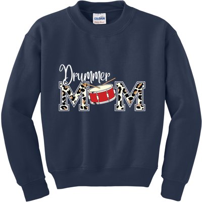 Drummer Mom Leopard Print Proud Drummer Mom Musical Kids Sweatshirt