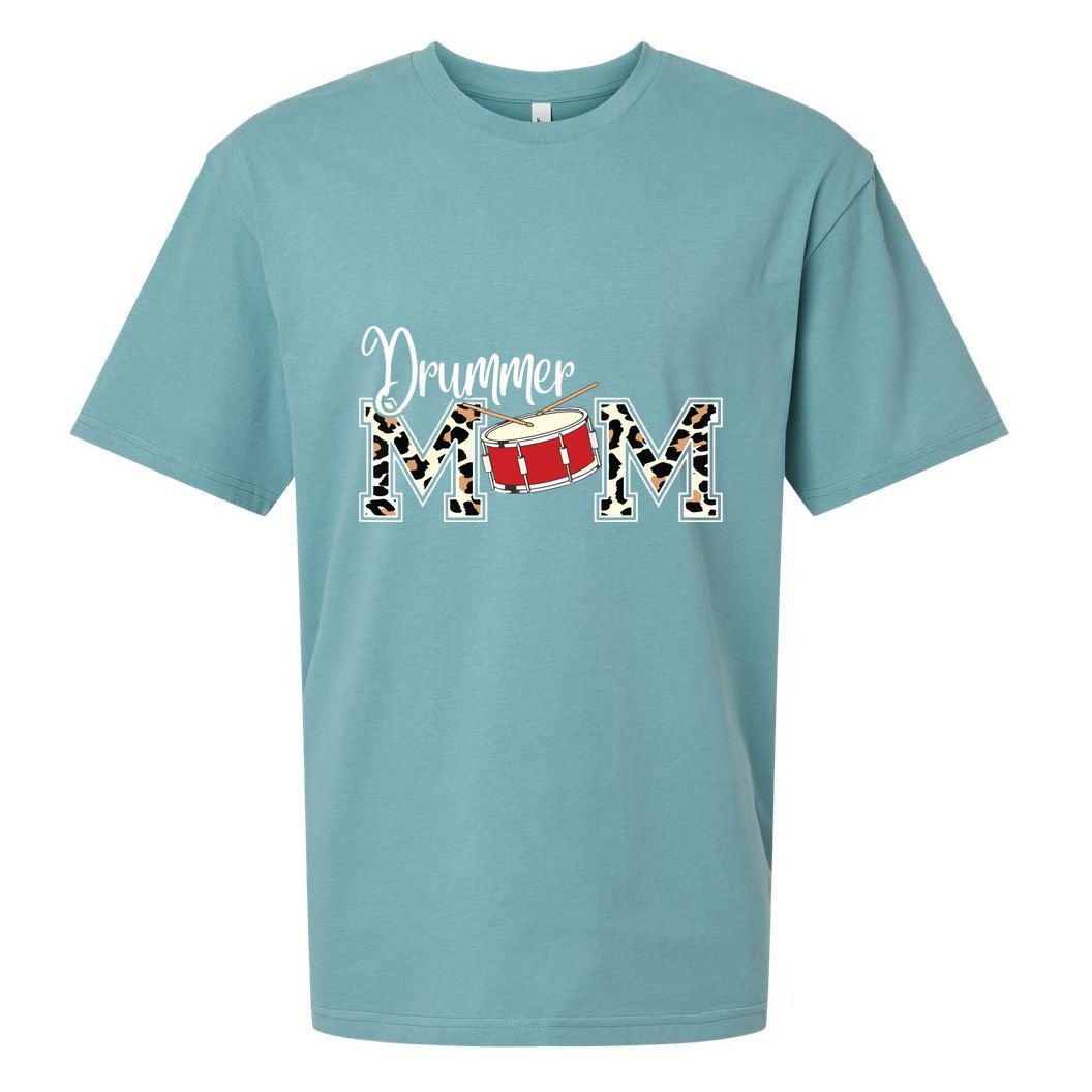 Drummer Mom Leopard Print Proud Drummer Mom Musical Sueded Cloud Jersey T-Shirt