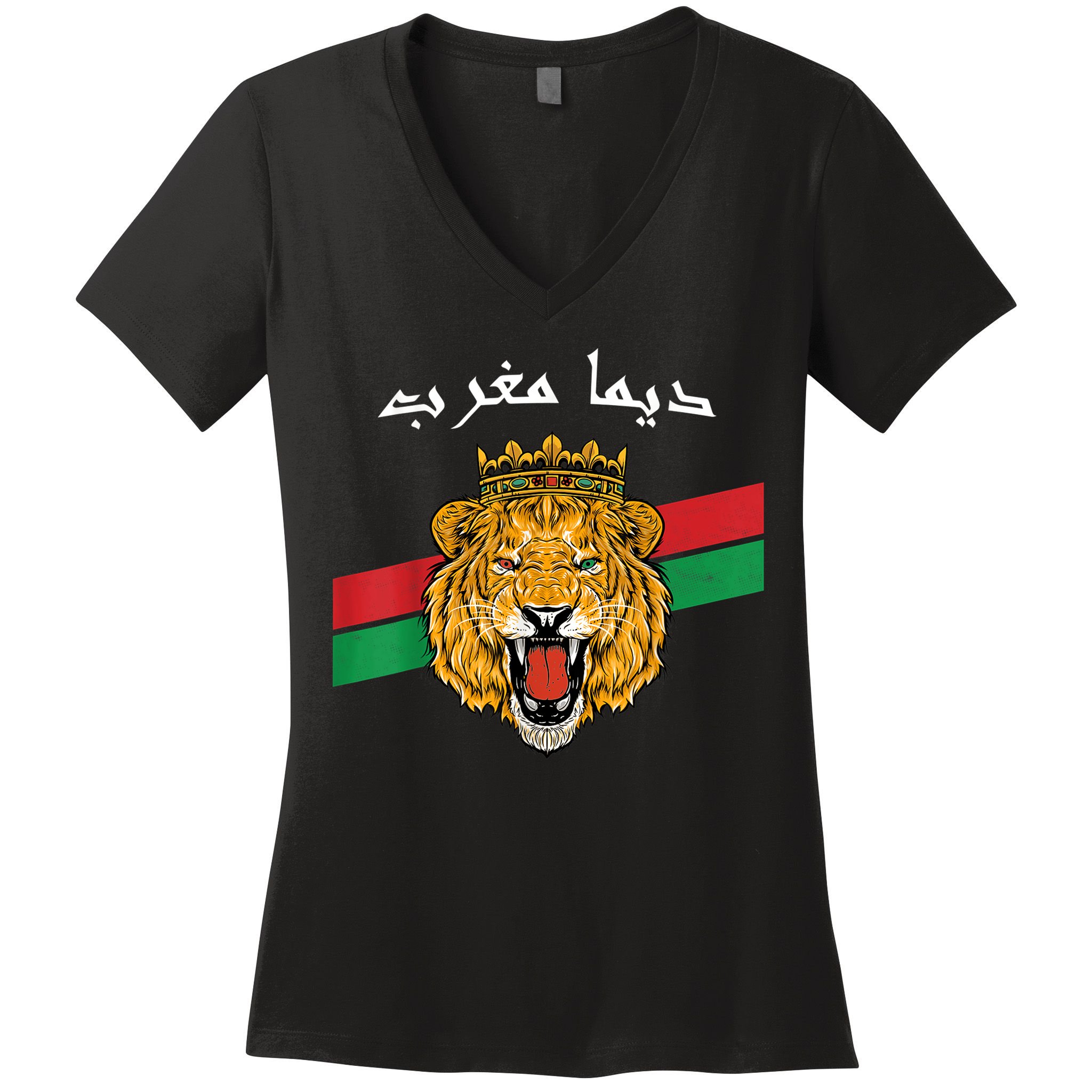 Dima Morocco Lion Flag Sport Soccer Jersey Tee Football Women's V-Neck T-Shirt
