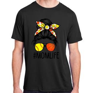 Dy Mom Life Softball Basketball Mommy Mothers Day Messy Bun Adult ChromaSoft Performance T-Shirt