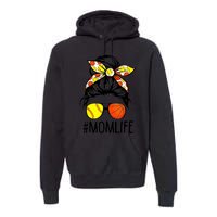 Dy Mom Life Softball Basketball Mommy Mothers Day Messy Bun Premium Hoodie