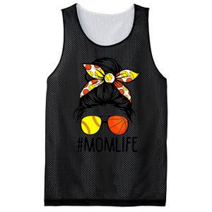 Dy Mom Life Softball Basketball Mommy Mothers Day Messy Bun Mesh Reversible Basketball Jersey Tank