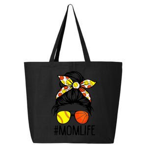 Dy Mom Life Softball Basketball Mommy Mothers Day Messy Bun 25L Jumbo Tote