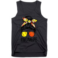 Dy Mom Life Softball Basketball Mommy Mothers Day Messy Bun Tank Top