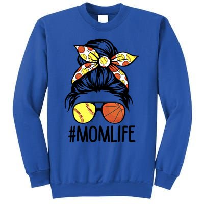 Dy Mom Life Softball Basketball Mommy Mothers Day Messy Bun Gift Sweatshirt