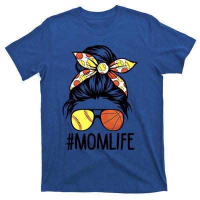 Dy Mom Life Softball Basketball Mommy Mothers Day Messy Bun Gift T-Shirt