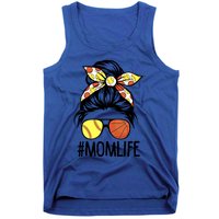 Dy Mom Life Softball Basketball Mommy Mothers Day Messy Bun Gift Tank Top