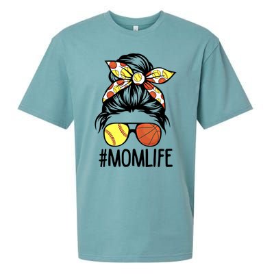 Dy Mom Life Softball Basketball Mommy Mothers Day Messy Bun Gift Sueded Cloud Jersey T-Shirt