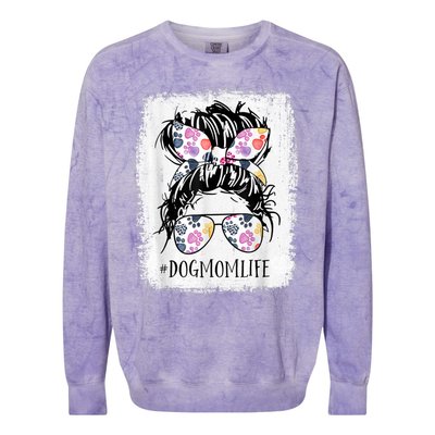 Dog Mom Life Messy Bun Hair Mothers Day Women Animal Colorblast Crewneck Sweatshirt