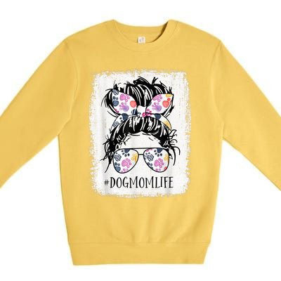 Dog Mom Life Messy Bun Hair Mothers Day Women Animal Premium Crewneck Sweatshirt