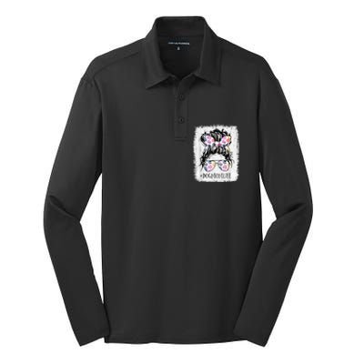 Dog Mom Life Messy Bun Hair Mothers Day Women Animal Silk Touch Performance Long Sleeve Polo