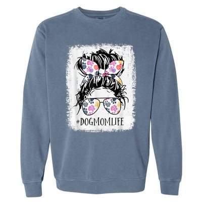 Dog Mom Life Messy Bun Hair Mothers Day Women Animal Garment-Dyed Sweatshirt