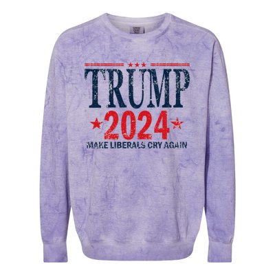 Dunny Make Liberals Cry Again Vintage Trump 2024 Colorblast Crewneck Sweatshirt