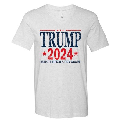 Dunny Make Liberals Cry Again Vintage Trump 2024 V-Neck T-Shirt