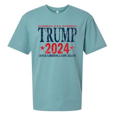 Dunny Make Liberals Cry Again Vintage Trump 2024 Sueded Cloud Jersey T-Shirt