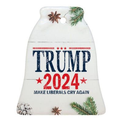 Dunny Make Liberals Cry Again Vintage Trump 2024 Ceramic Bell Ornament