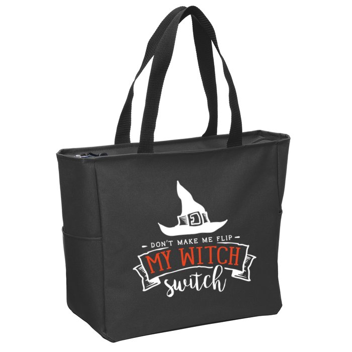 Dont Make Me Flip My Witch Switch Funny Sassy Halloweens Zip Tote Bag