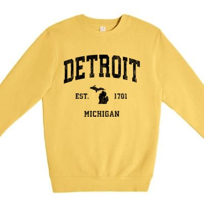 Detroit Michigan Mi Vintage Athletic Sports Premium Crewneck Sweatshirt