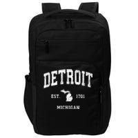 Detroit Michigan Mi Vintage Athletic Sports Impact Tech Backpack