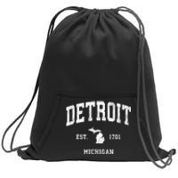 Detroit Michigan Mi Vintage Athletic Sports Sweatshirt Cinch Pack Bag