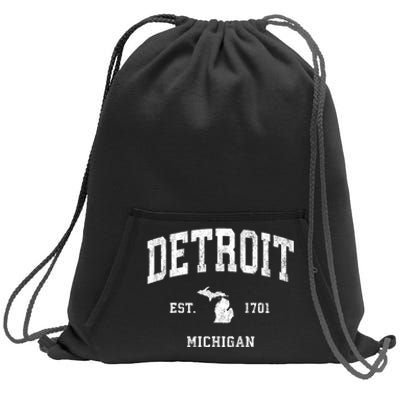 Detroit Michigan Mi Vintage Athletic Sports Sweatshirt Cinch Pack Bag