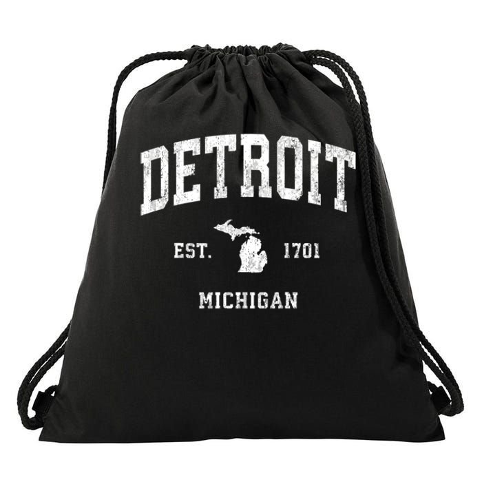 Detroit Michigan Mi Vintage Athletic Sports Drawstring Bag