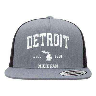 Detroit Michigan Mi Vintage Athletic Sports Flat Bill Trucker Hat