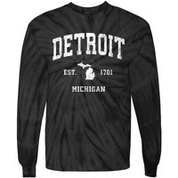 Detroit Michigan Mi Vintage Athletic Sports Tie-Dye Long Sleeve Shirt