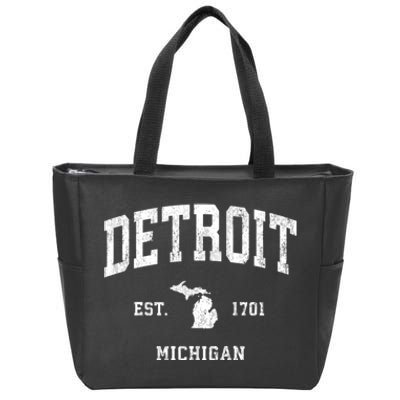 Detroit Michigan Mi Vintage Athletic Sports Zip Tote Bag