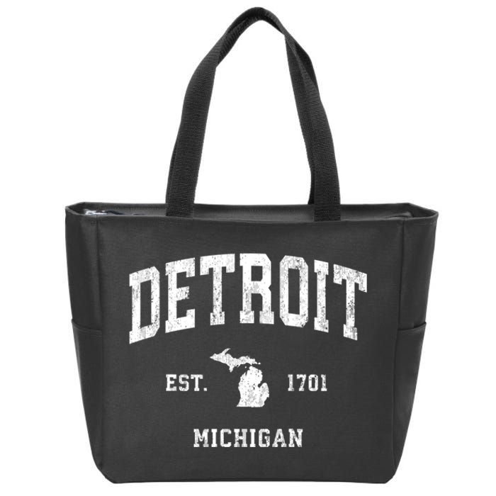 Detroit Michigan Mi Vintage Athletic Sports Zip Tote Bag