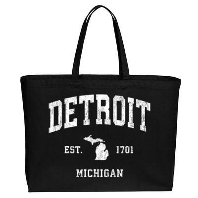 Detroit Michigan Mi Vintage Athletic Sports Cotton Canvas Jumbo Tote