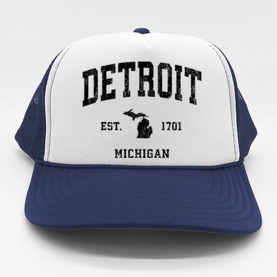 Detroit Michigan Mi Vintage Athletic Sports Trucker Hat