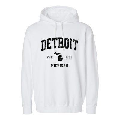 Detroit Michigan Mi Vintage Athletic Sports Garment-Dyed Fleece Hoodie