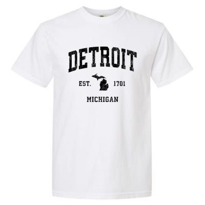 Detroit Michigan Mi Vintage Athletic Sports Garment-Dyed Heavyweight T-Shirt