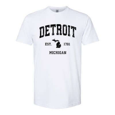 Detroit Michigan Mi Vintage Athletic Sports Softstyle CVC T-Shirt