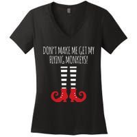 Don't Make Me Get My Flying Monkeys Halloween Costume Women's V-Neck T-Shirt