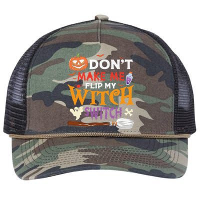 DonT Make Me Flip My Witch Switch Funny Halloween Witch Retro Rope Trucker Hat Cap