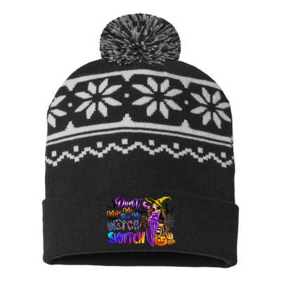 DonT Make Me Flip My Witch Switch Funny Halloween Witch USA-Made Snowflake Beanie