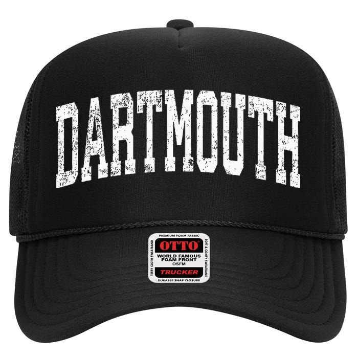 Dartmouth Massachusetts Ma Vintage Athletic Sports Design High Crown Mesh Back Trucker Hat