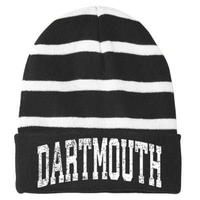 Dartmouth Massachusetts Ma Vintage Athletic Sports Design Striped Beanie with Solid Band